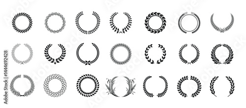 Set of gold laurel wreath various shapes. Vector illustration