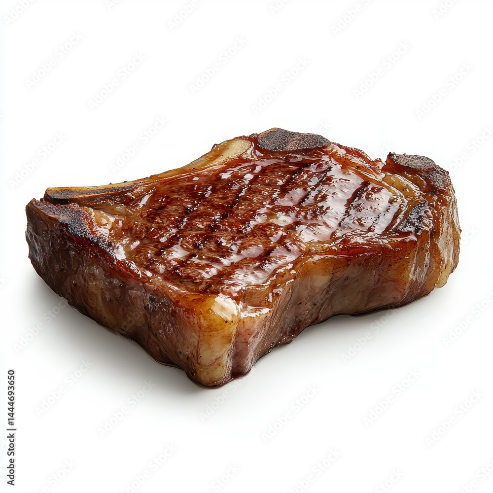 Close Up of a Grilled Steak on White Background Close Up of a Grilled Steak on White Background