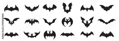 bat logo collection. black bat icon. Halloween design elements.