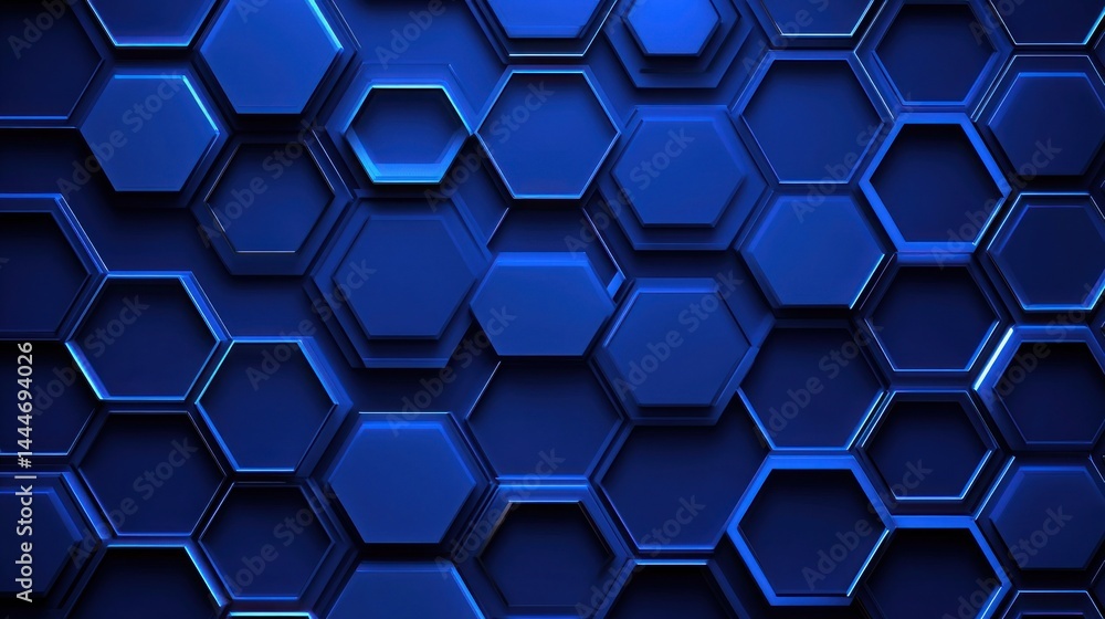 Abstract hexagonal pattern in deep blue Abstract hexagonal pattern in deep blue