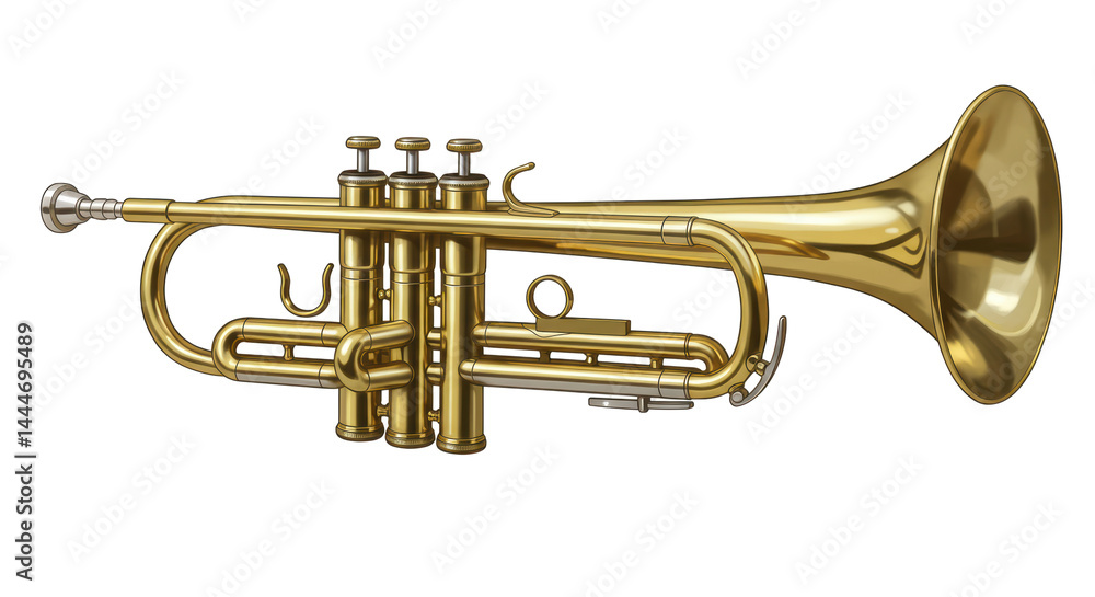 Obraz premium Isolated Golden Trumpet Musical Instrument