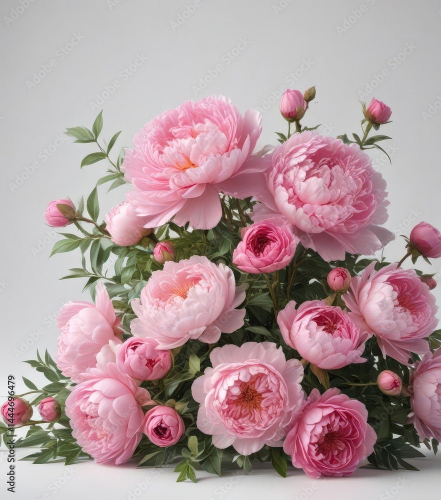 Luxurious pink peony and rose arrangement, isolated white Ample copy space , floral arrangement, floral design Luxurious pink peony and rose arrangement, isolated white Ample copy space , floral arrangement, floral design