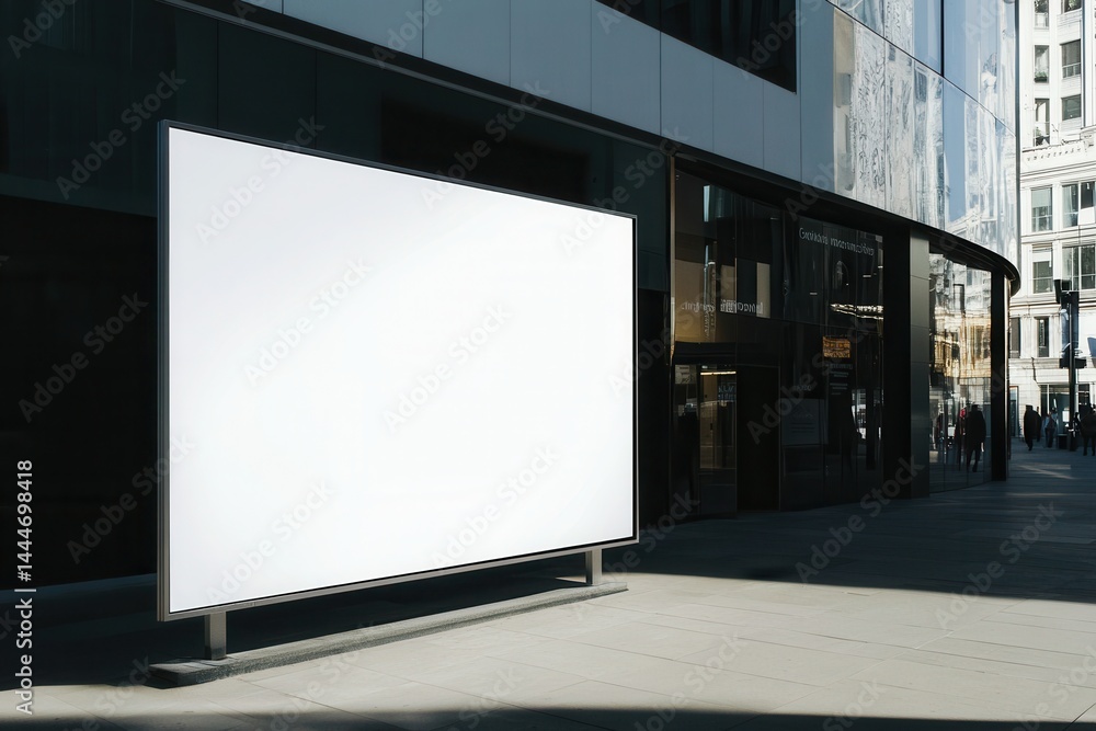 Empty billboard in urban setting showcasing modern architecture and city life Empty billboard in urban setting showcasing modern architecture and city life