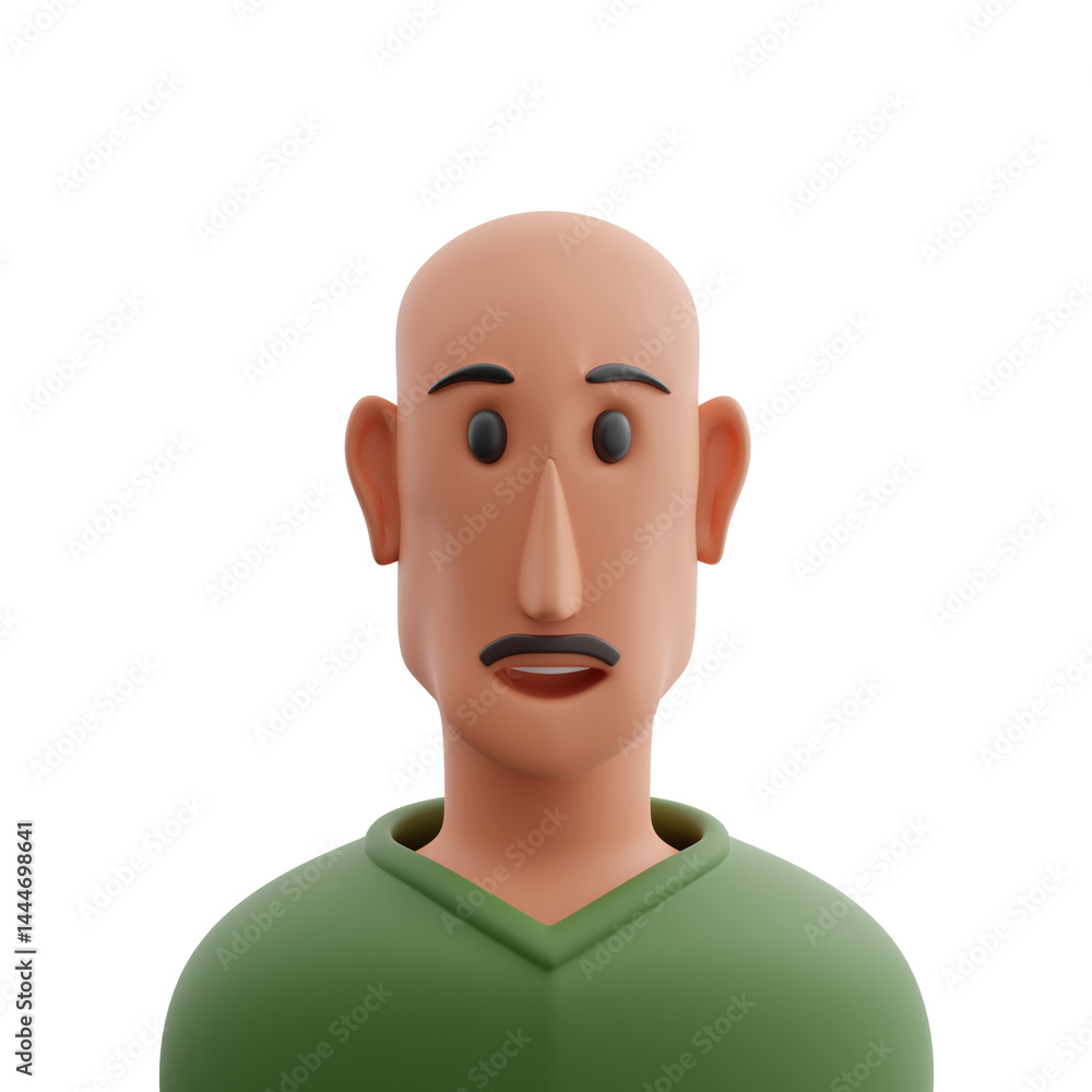 3d illustration a bald man avatar 3d illustration a bald man avatar