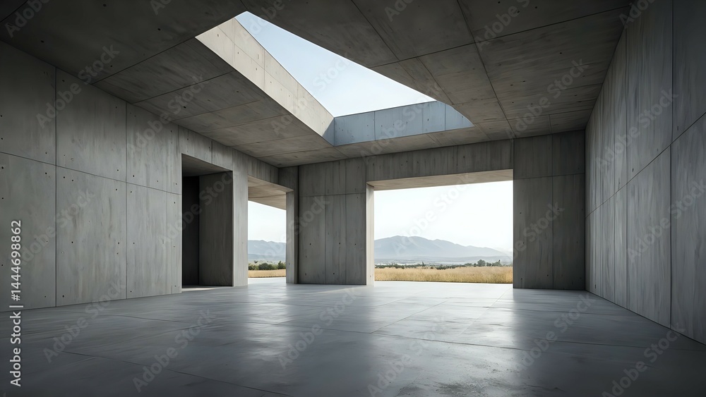Minimalist Concrete Pavilion with Empty Cement Floor Minimalist Concrete Pavilion with Empty Cement Floor