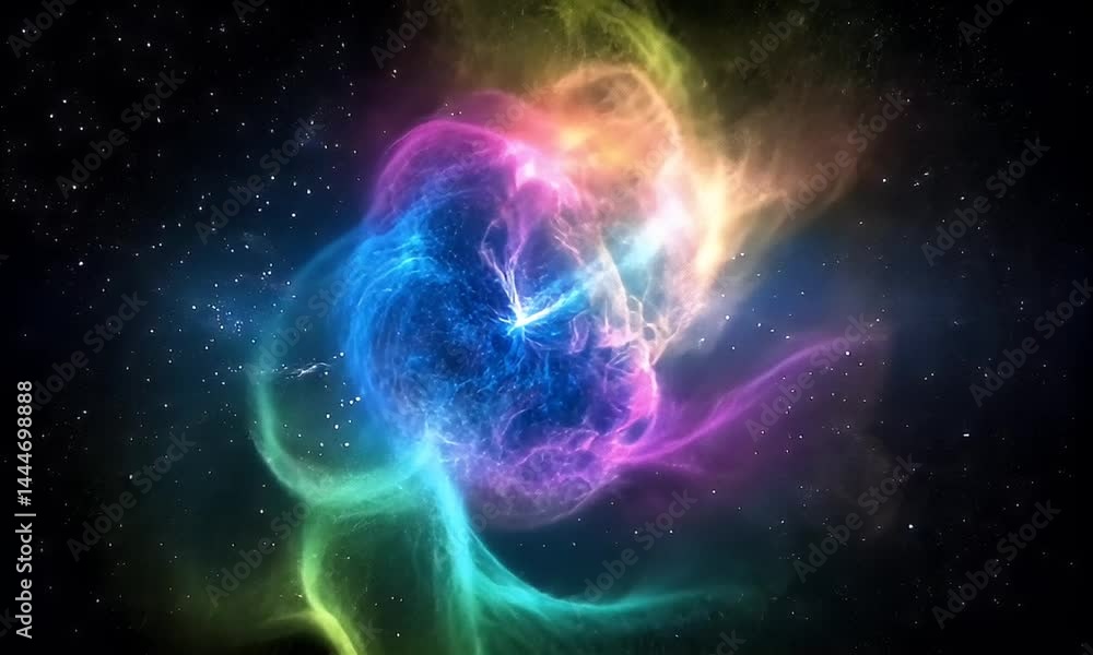 Colorful celestial sphere in dark space. Colorful celestial sphere in dark space.