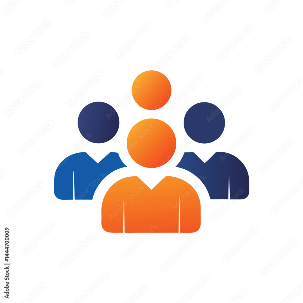 Orange and Blue Teamwork Symbol Abstract Figures Forming an Organization Icon Orange and Blue Teamwork Symbol Abstract Figures Forming an Organization Icon