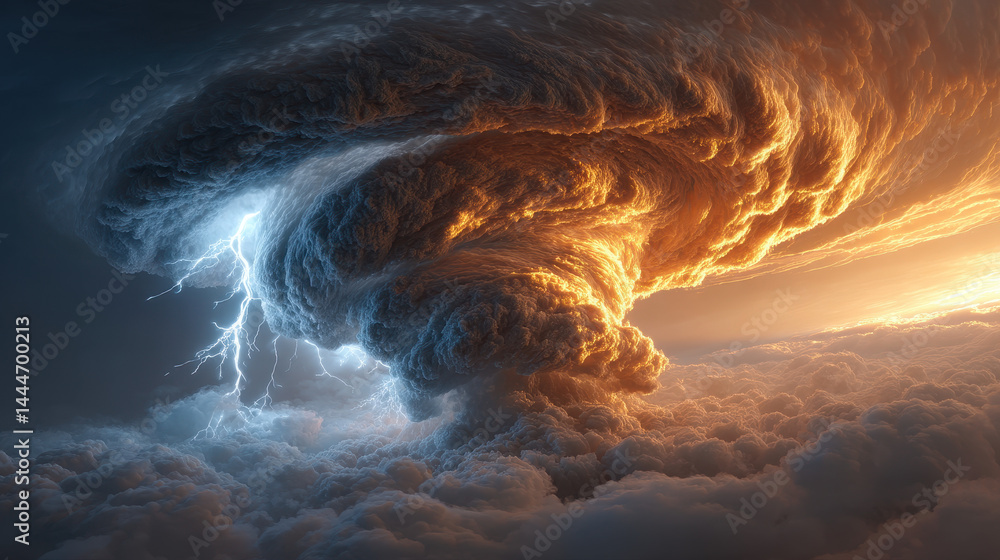 Dramatic Storm Cloud Formation with Lightning