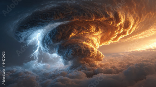 Obraz na płótnie Dramatic Storm Cloud Formation with Lightning w salonie