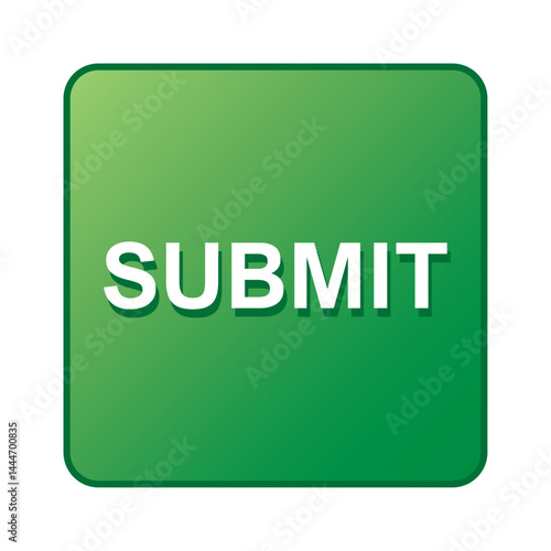 Submit green square button symbol icon isolated on a white background. Click and action button for web template, applications, development. Vector illustration EPS 10.