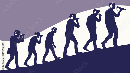 From Early Audio Recording to Podcasting Evolution Silhouette Art