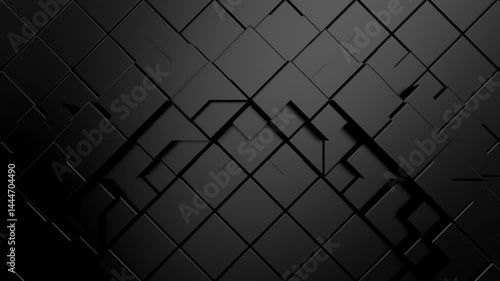 Geometric Shapes Form a Wave. Abstract motion, two color, 3d rendering, 4k resolution
