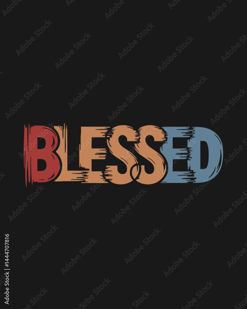 Obraz premium Blessed Slogan Typography T Shirt Design Graphics Vector 