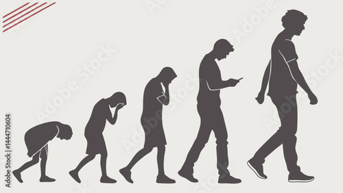 Human Evolution Silhouette Posture Stages Technology Impact Phone Use