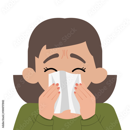 Sick girl sneezing