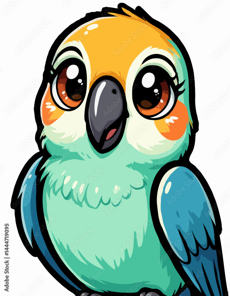 Obraz premium Cute cartoon bird smiling with vibrant feathers 