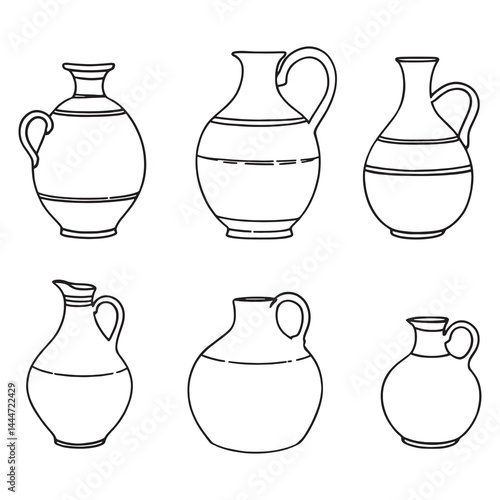 Elegant line art design of clay brown jug vector