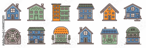 Vector icon sheet with multiple home-related icons – Ideal for design projects, real estate branding, or architecture content.