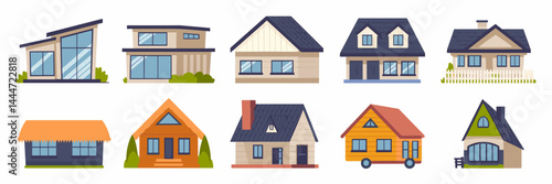 Vector illustration of various homes – Perfect for design agencies, architecture blogs, or real estate promotions.
