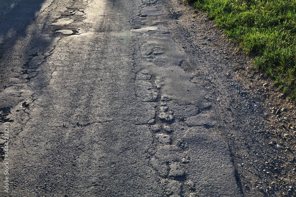 Broken countryside road in Austria