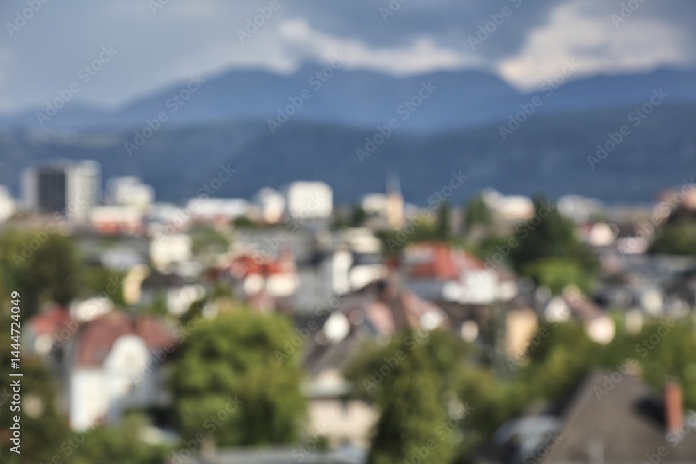 Defocused European city background - Klagenfurt