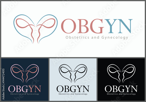 OBGYN obstetrics and gynecology clinic line art love medical care logo set template design
