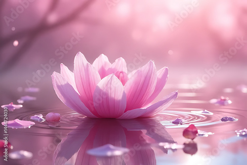 Wallpaper Mural Graceful lotus flower blooming in serene water nature photography tranquil environment close-up Torontodigital.ca