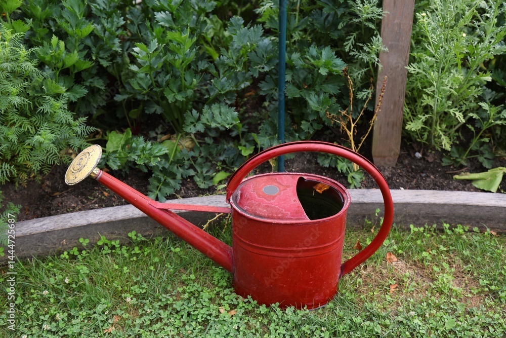 Red watering can