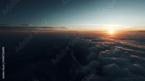 landscape with city and  beautiful sky