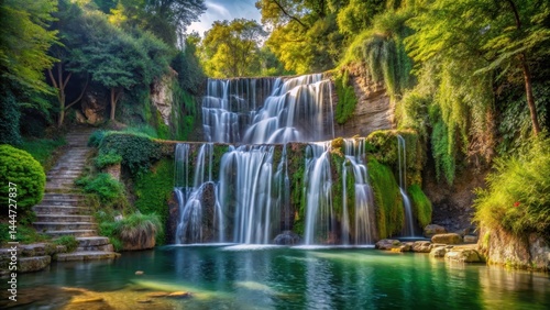 Waterfall in Villa Gregoriana, nature reserves, natural wonders