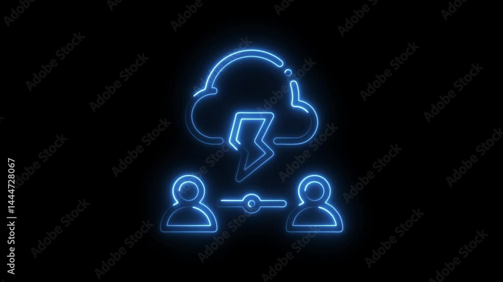 Data breach illustration with cloud lightning and user connection neon style concept for cybersecurity Data breach illustration with cloud lightning and user connection neon style concept for cybersecurity