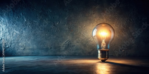 A single light bulb in a dimly lit room