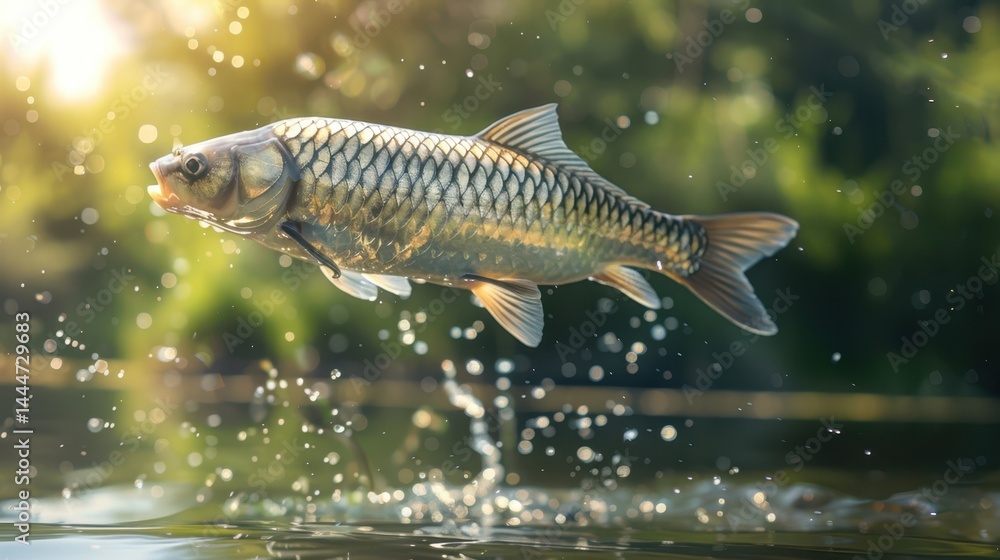 Fototapeta premium The jumping carp fish