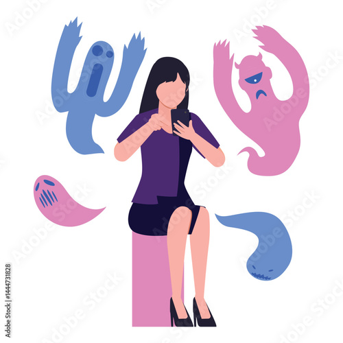 Suffer from mental disorder Vector illustration which can easily modify or edit which can easily modify or edit