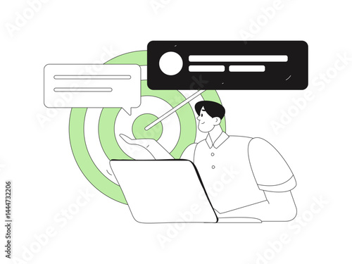 Virtual characters social communication concept business flat vector hand drawn illustration
