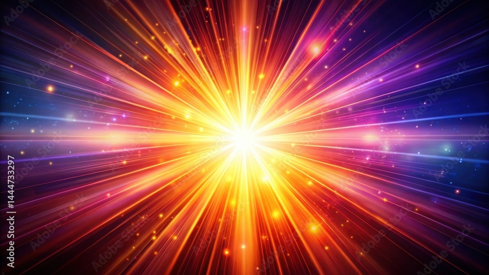 Radiant bursts of light radiating from a central point amidst darkness, with vibrant hues of orange, pink and purple shimmering through the shadows, shining, darkness Radiant bursts of light radiating from a central point amidst darkness, with vibrant hues of orange, pink and purple shimmering through the shadows, shining, darkness