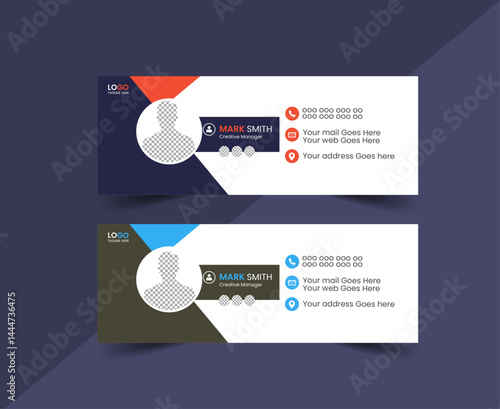 Corporate email signature banner vector template and minimal layout design