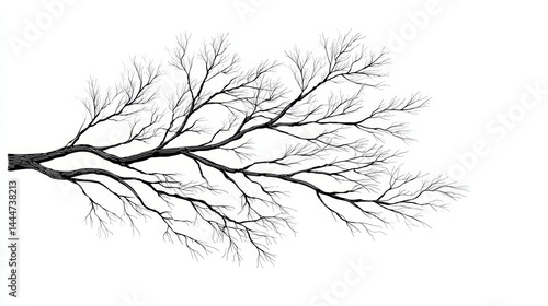 Isolated Branches Engraving Sketch - Winter tree branch, nature, organic, silhouette, elegant design. Symbolizing resilience, growth, nature's cycle, time, and strength