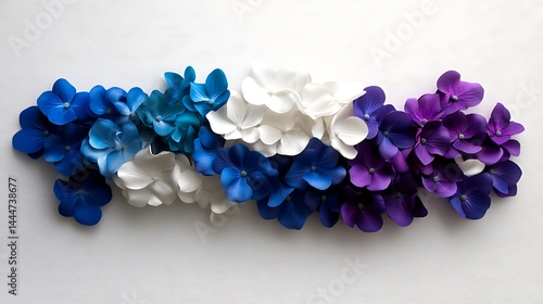 Wallpaper Mural Serene Hydrangea Harmony: A Gradient of Blue, White, and Purple Blooms Torontodigital.ca