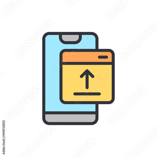 Free Download Mobile upload colored icons, minimalist vector illustration ,simple transparent graphic element .Isolated on white background - GFXLoad
