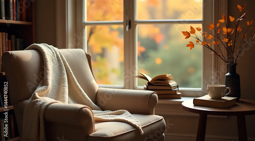 Cozy Reading Nook with a Stack of Books