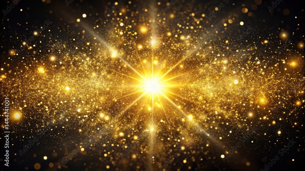 Stardust Explosion in Space, interstellar medium, glittery golden dust Stardust Explosion in Space, interstellar medium, glittery golden dust