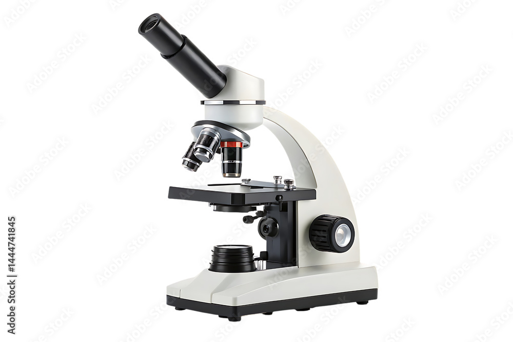Laboratory microscope for scientific research and medical analysis on transparent background Laboratory microscope for scientific research and medical analysis on transparent background
