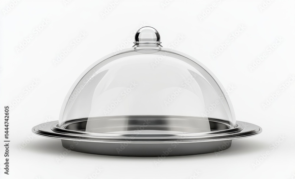 Silver Metal Tray with Clear Glass Dome Cover Silver Metal Tray with Clear Glass Dome Cover
