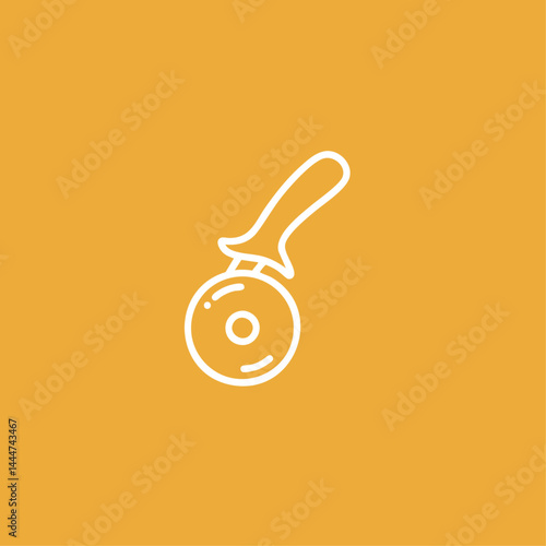 Pizza cutter icon logo flat vector design