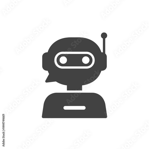 Chatbot Icon: A simple, yet impactful, icon depicting a chatbot's head with a speech bubble, showcasing its ability to communicate and interact. Ideal for use in online chat, customer service.