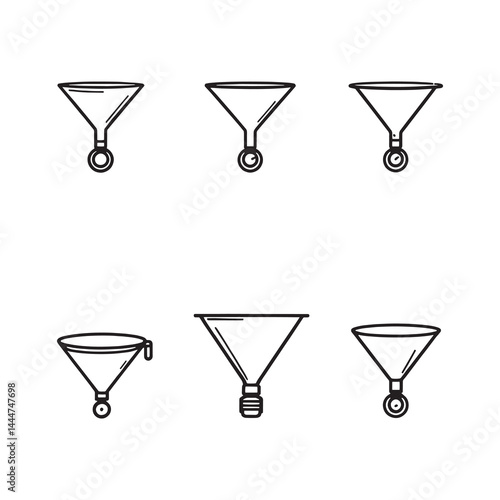 Funnel Icon in Simple Line Art Style for Business Use