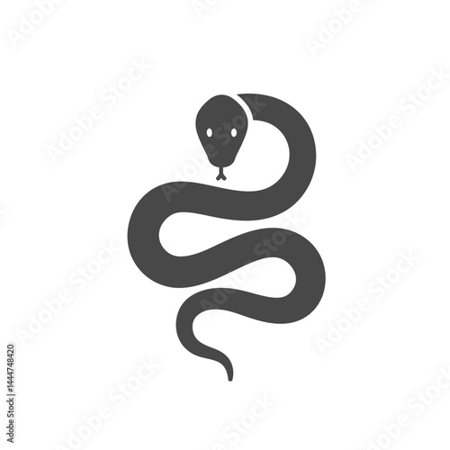 Serpentine Silhouette: A striking monochrome graphic presents a coiled snake, embodying the raw power and natural elegance of this often misunderstood creature.