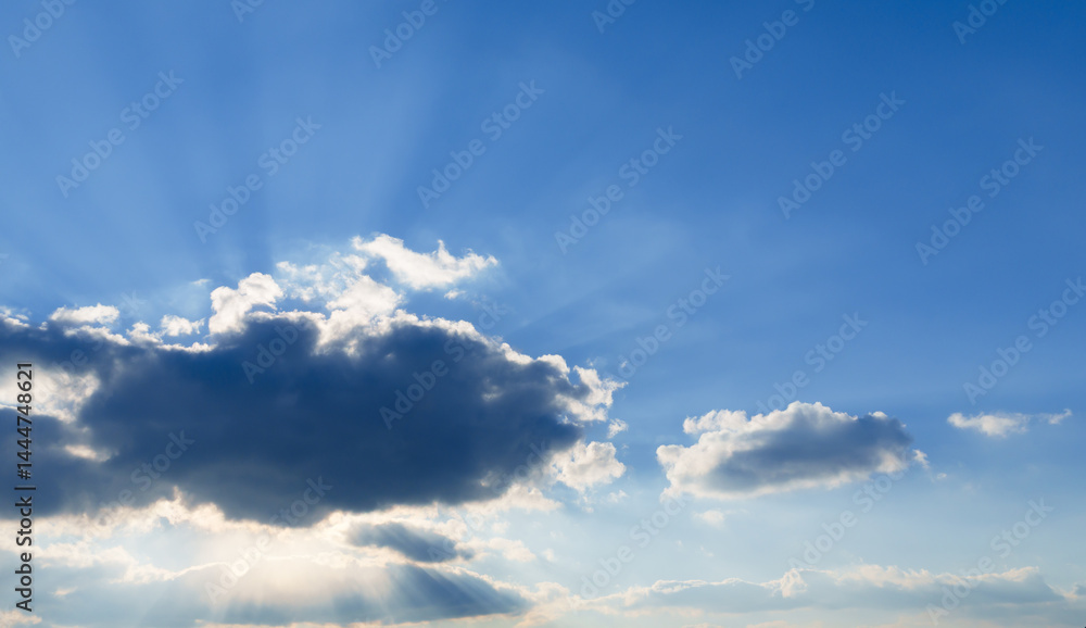 beautiful blue sky with soft white clouds for abstract background
