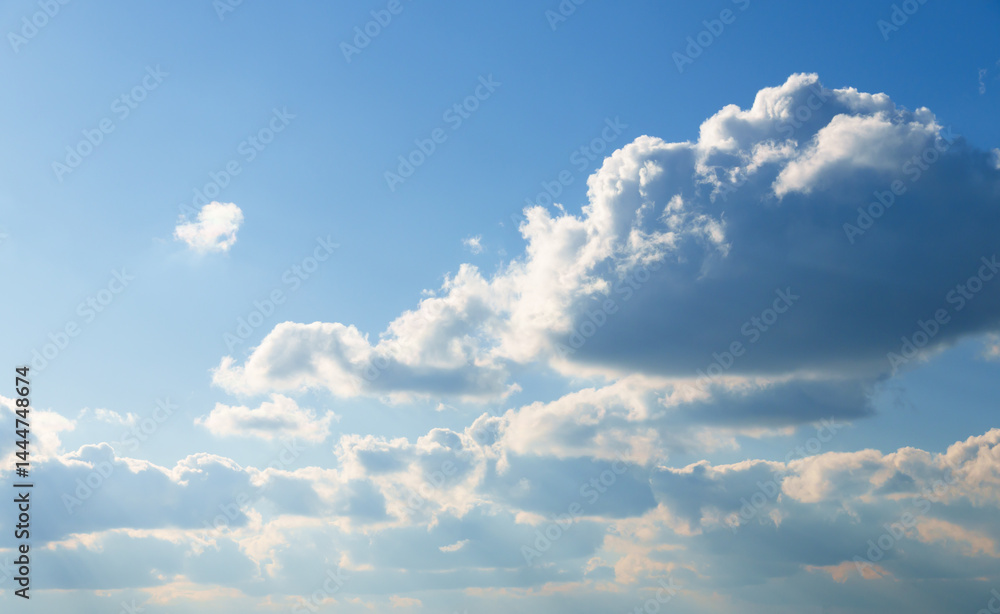beautiful blue sky with soft white clouds for abstract background